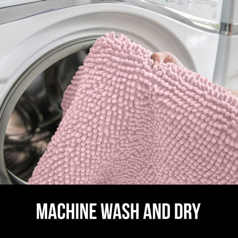 GORILLA GRIP Soft Chenille Bathroom Toilet Lid Cover - Machine Washable, Light Pink, Fits Most Lids, 19.5x18.5