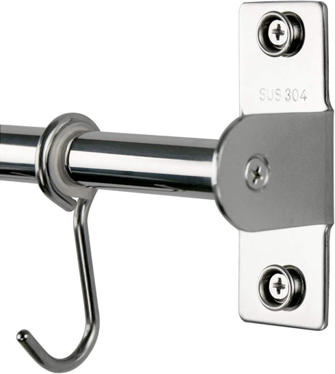 Sliding Hooks, Wall Mounted Rail, Stainless Steel Utensil Holder and Pot Lid Rack for Kitchen Tools, 6 Hooks