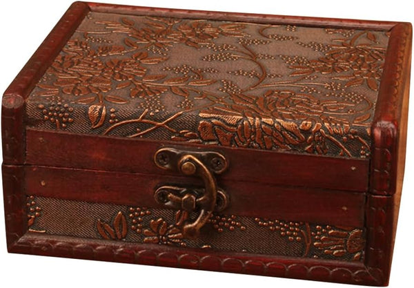 JOONOR Vintage Wooden Treasure Box - Keepsake Case for Trinkets, Taro Cards, Presents, Jewelry Storage, Color#2