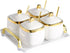 EABOSON 4 Pack Gold Condiment Spice Jars with Lids, Spoons, Tray - Ceramic
