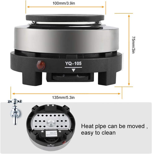 Small Hot Plate Electric Stove, 500W Portable Mini Heater for Milk, Water, and Coffee Heating (US Plug)