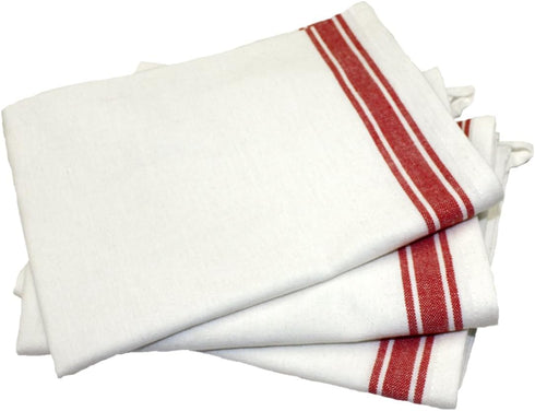 Aunt Martha's Vintage Dish Towels, 18-Inch by 28-Inch, Package of 3, Cotton, Red Striped