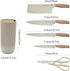 Kitchen Knife Set, Retrosohoo 6-Pieces Khaki Sharp Knife Set with Universal Knife Block