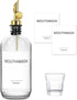 Mouthwash Dispenser for Bathroom, Glass Mouthwash Dispenser with Cup, Mouth Wash Container