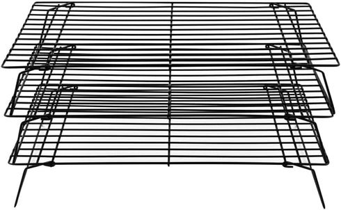 Restaurantware Met Lux 15.7 x 9.8 x 8.3 Inch Wire Baking Rack Set, 3-Tier Stackable Oven Wire Rack Set