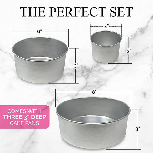 Aunt Shannon's Kitchen Tall Round Cake Pans - 4-inch, 6-inch, 8-inch Cake Pan Set for 3-Tiered Cake - Aluminum Cake Pans Sets for Baking Wedding or Birthday Cakes and More by Aunt Shannon's Kitchen