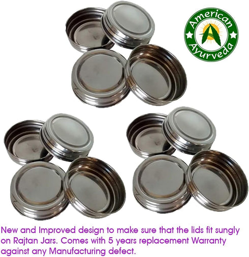 Replacement Lids for IKEA RAJTAN Glass Spice Jar 5 Oz (400.647.02) Stainless Steel Caps lids set of 12 pieces by American Ayurveda by American Ayurveda