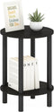 Furinno Turn-N-Tube Side Table, 2-Tier Round End Table, Toolless Assembly Night Stand,