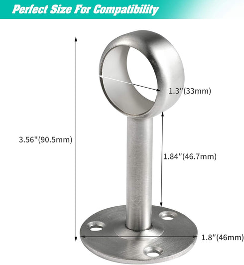 Creatyi Heavy Duty Closet Rod Brackets, Ceiling-Mount Brackets for 1 1/4 Inch Rod (4 PCS, Silver)