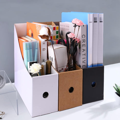 Magazine Holder for Home Office Desk - 10.6'' H×10.2'' L ×3.5''W Storage Box (Black, 6 Pack)