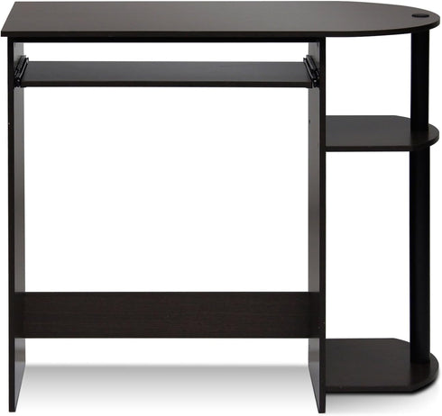 Furinno Simplistic Easy Assembly Computer Desk with Keyboard Tray, Dark Brown/Black