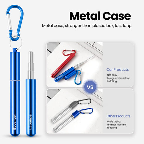 Cruise Ship Essentials - 4-Pack Reusable Collapsible Stainless Steel Drinking Straws with Case