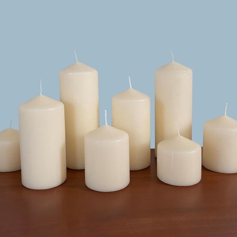 Stonebriar 6 Pack Tall 3 x 3 Inch 18 Hour Long Burning Unscented Ivory Wax Pillar Candles