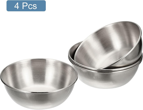 uxcell 4pcs Stainless Steel Sauce Dishes, Metal Serving Bowls for Sauces, Rice, Ice Cream