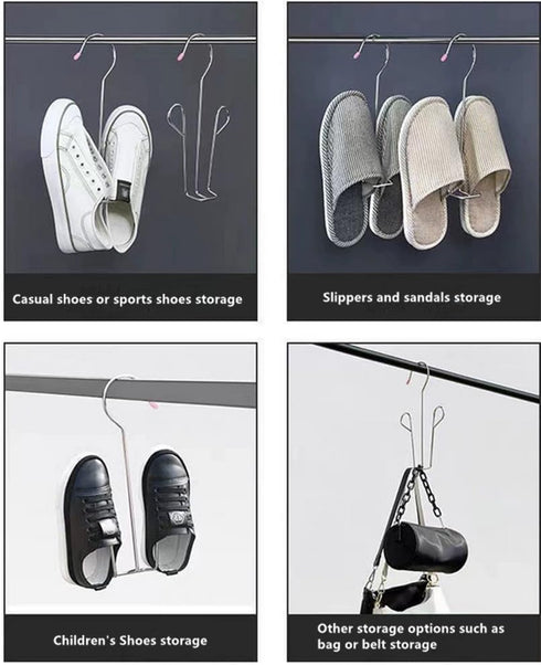 3 Pack Organizer,Closet Stainless Steel Shoes Hanger Drying Rack for Dehumidifying Hanging Leather Shoes,Double Hook