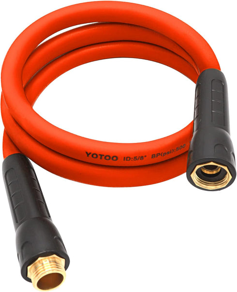YOTOO Heavy Duty Hybrid Garden Lead Water Hose, 5/8-Inch by 6-Feet, 150 PSI, Kink Resistant, Orange