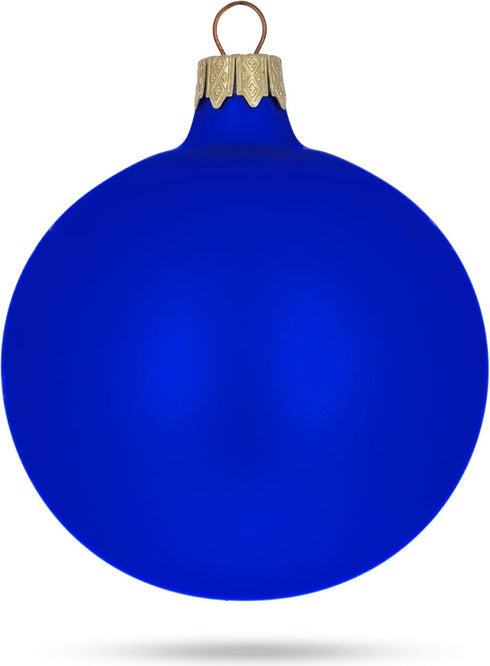 Set of 6 Blue Matte Glass Ball Christmas Ornaments, 3.25 Inches