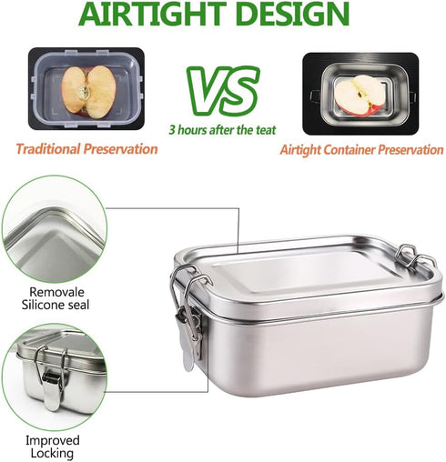 Stainless Steel 4-Pack Food Storage Containers Set, Reusable Metal Lunch Boxes with Lids, 550 ml, BPA-Free