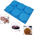 6-Cavity Large Silicone Cake Molds - Non-Stick Round Disc Mousse Cake Pan, French Dessert, Candy, Soap (Blue)