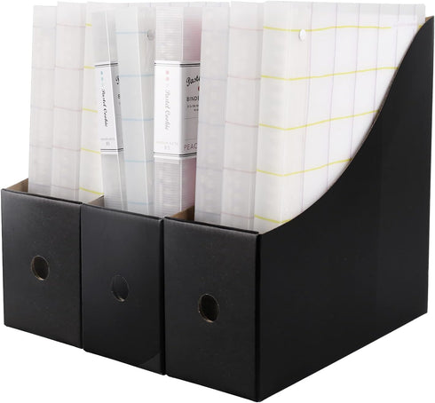 Black Magazine Holder (2 Pack), 10.6'' H × 10.2'' L × 3.5'' W, Magazine File Holder for Home, Office, Desk Storage Box