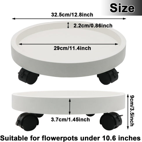 2-Pack 13" Heavy Duty Plant Caddy with Lockable Wheels, Industrial-Grade Rolling Plant Stand for Indoor/Outdoor Potted