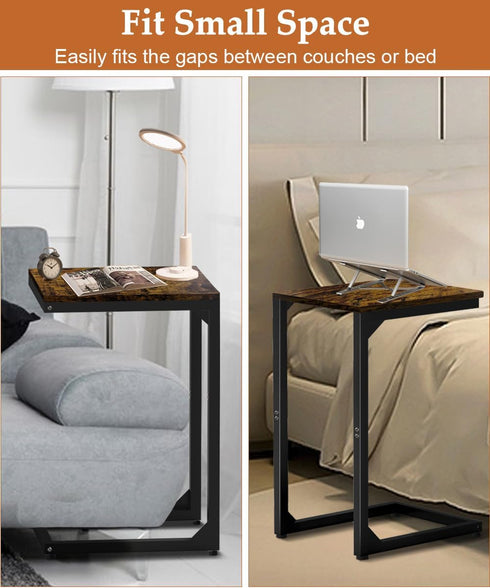 Artigarden C End Table with Metal Frame Small Side for Couch, Sofa TV Tray Tables for Living Room, Bedroom, Bedside
