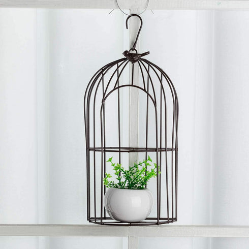2-Plant TJ Global Iron Birdcage Hanging Planter, Metal Wire Flower Pot Basket Wrought Iron Plant Stands for Plants