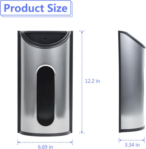 Magnetic Wall Mounted Trash Bag Holder, Grocery Bag Holder Stainless Steel Kitchen Trash Bag Organizer