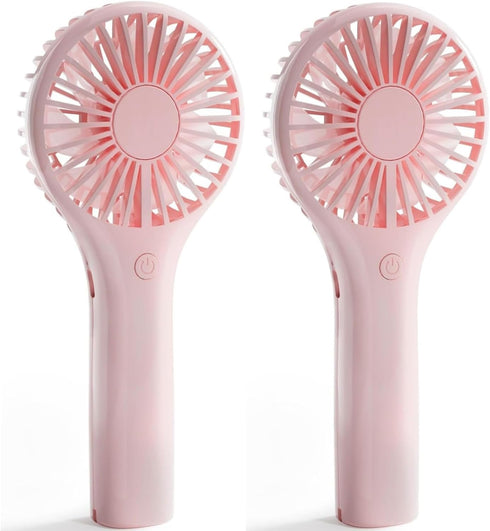 Handheld Fan 2 Packs, Portable Mini Fan with 3 Speeds, USB Rechargeable Personal Fan for Travel/Outdoor/Home (Pink)