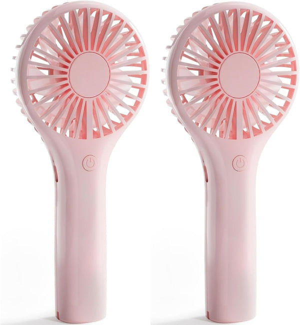 Handheld Fan 2 Packs, Portable Mini Fan with 3 Speeds, USB Rechargeable Personal Fan for Travel/Outdoor/Home (Pink)