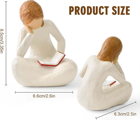 Cuayaes Reading Thinker Statue Book Lover Gifts for Women Readers, Graduates, Students, Teachers, Bookshelf Decor
