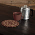 VHC Brands Classic Country Primitive Tabletop & Kitchen Jute Trivet, Burgundy Natural Tan, 8"