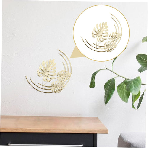 FUNOMOCYA Leaf Wall Hanging, Tropical Leaves Sculpture, Golden Palm Leaves Metal Wall Art Home Décor.
