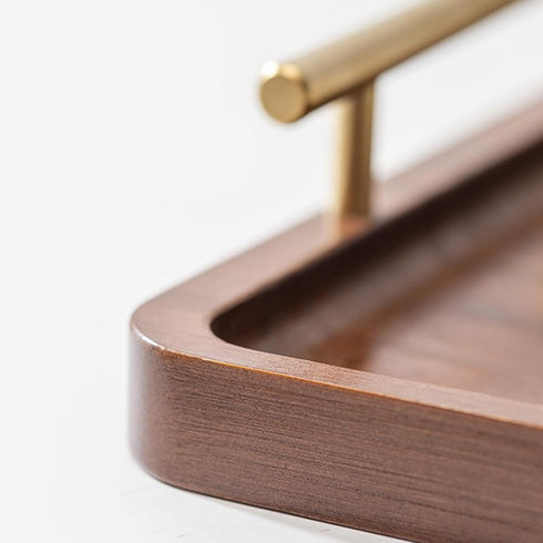 XZHXFX Bamboo Serving Tray with Gold Handles, Food Tray for Breakfast,Coffee Table,Dinner & Bar, Decorative Tray