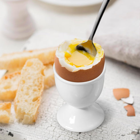 Set Set 6 6 1 Cinf White Ceramic Egg Cups & Cracker | of Ceramic Egg Cups + SS Spoons + Egg Topper Breakfast Boiled