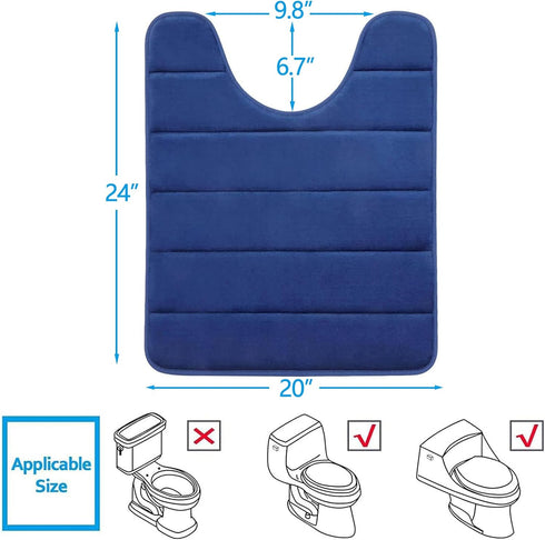 Buganda Memory Foam U-Shaped Contour Toilet Rugs, Non-Slip Absorbent Toilet Mat, Thick Soft Washable Bathroom Rugs (24"