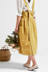 NEWGEM Cotton Linen Cross Back Apron for Women with Pockets, Yellow, for Cooking and Cleaning, No Waist Ties