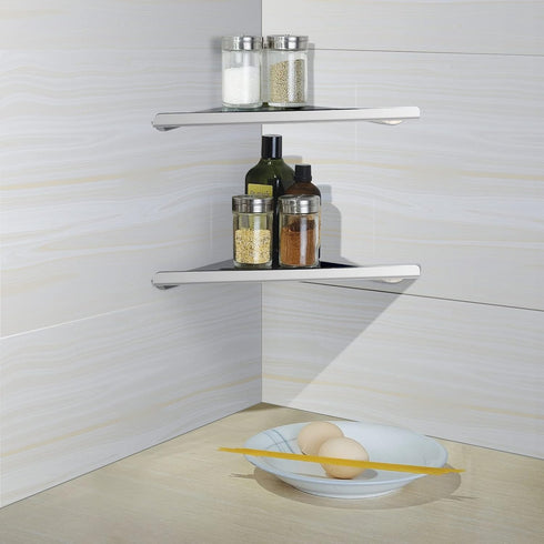 Sanbege 2 304 Pcs Stainless Steel Corner Shelf with Screws, Triangle Shower Caddy, Wall Mount Soap Holder for Bathroom