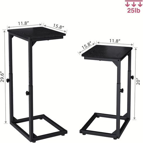 NEFROM 7-Level ET-SA-BKW1 Adjustable C-Shaped End Table, Small Side Table for Couch, Sofa TV Tray Table for Living