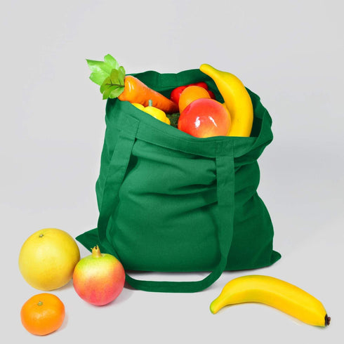 NPBAG 5 Pack Green Cotton Tote Bags 15'' x 16'' - Lightweight Blank Bulk Cloth Bags with 1pc PTFE Teflon Sheet
