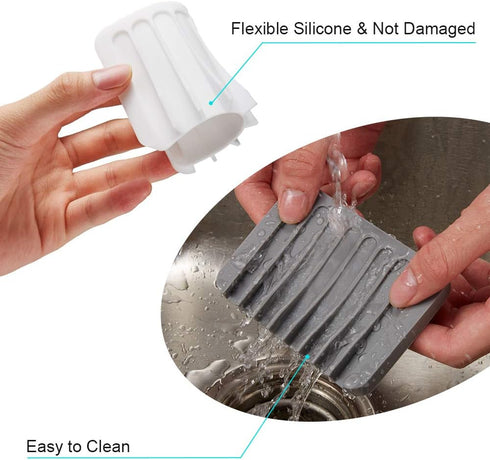 2PCS Premium Silicone Soap Dish Holder for Shower Bathroom Kitchen Sinks, Non-Slip Design, Easy Cleaning (White, Gray)