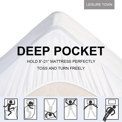 LEISURE TOWN Queen Mattress Pad Cover - Cooling Top Pillow Top with Snow Down Alternative Fill (8-21 Inch Fitted)