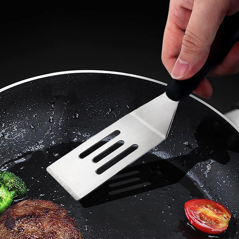 2 Pack Small Metal Spatula, Mini Stainless Steel Spatula for Flipping and Baking with Non-Slip Handle