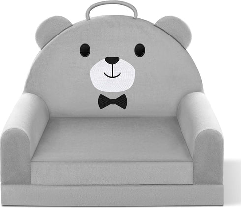 Cozy Kids Sofa Bed with Removable Washable Cover & Magic-Tape Backrest Foldable Toddler Chair Kid Couch, Crystal Velvet
