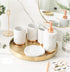 Jucoan 2 Pack 8 Inch Round Gold Tray, Decorative Small Vanity Tray for Bathroom Storage, Jewelry, Food, Candle