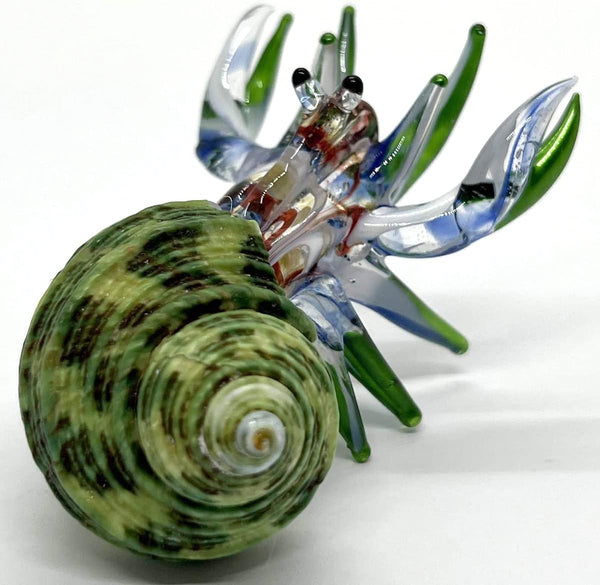 Seashell Hermit Crab Miniature Figurines Animals Hand Painted Blown Glass Art with