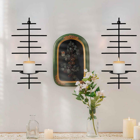 AIM & GGKK Wall Candle Sconce Set of 2,Black Wall Mounted Candle