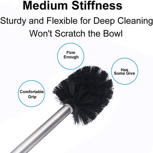 Angle Simple Toilet Brushes - 3 PCS Toilet Bowl Scrubber Brush Head with Cleaner Wand for Bathroom