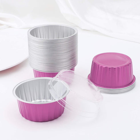 EUSOAR Cupcake Liners, 50pcs 5oz Disposable Ramekins, Aluminum Foil Muffin Liners Baking Cups Containers
