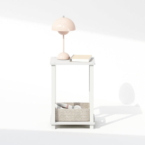 2-Tier Closet, Furinno Simplistic Night Stand, Small Nightstand with Open Shelf, Toolless Assembly Bedside Table, End